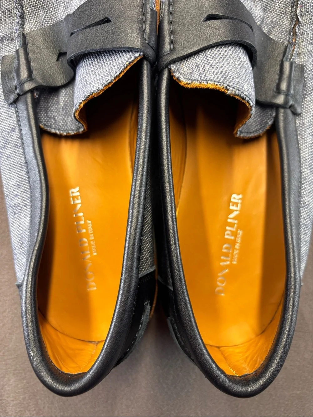 Donald Pliner Jimmy Slip-On Boat Penny Nylon Leather Loafers